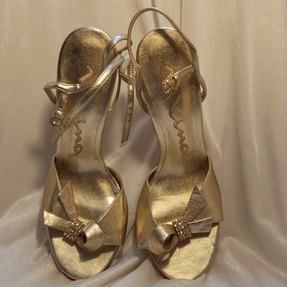Nina genuine leather gold heel